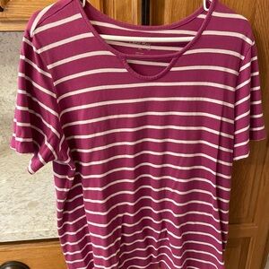 Coral Bay Magenta and White Striped Tee